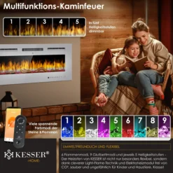 KESSER® Elektrokamin Wandkamin Elektrischer Kamin Mit Heizung 9 Farbmodi LED Flammeneffekt, 900/1800 W Kaminofen Wand Und Einbaukamin Wandmontage Heizung App-Funktion Fernbedienung Touchscreen -BRB-Lagertechnik Geschäft 8600364700 24156 prod 006 scaled