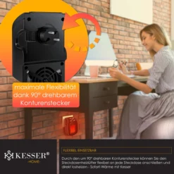 KESSER® Steckdosen Heizlüfter Energiesparend Mini Mit Fernbedienung Keramik Heizung Mit Thermostat - Elektroheizung Lüfter 500W - Temperaturregelung Timer Büro Badezimmer Schlafzimmer -BRB-Lagertechnik Geschäft 8600364700 24298 prod 005 scaled