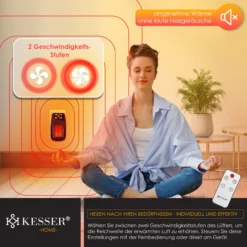 KESSER® Steckdosen Heizlüfter Energiesparend Mini Mit Fernbedienung Keramik Heizung Mit Thermostat - Elektroheizung Lüfter 500W - Temperaturregelung Timer Büro Badezimmer Schlafzimmer -BRB-Lagertechnik Geschäft 8600364700 24298 prod 006 scaled