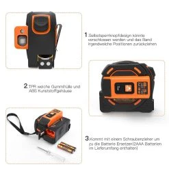 Tacklife TM-L01 2 In 1 Massband Laser Entfernungsmesser, 40m Massband Und 5m Massband, 2 Laseröffnungs, HD Und LCD-Display, Selbsthemmend, Aktiver Haken, Mit 1 Schraubendreher Und 2 AAA-Batterien -BRB-Lagertechnik Geschäft 8600367000 2284 prod 003