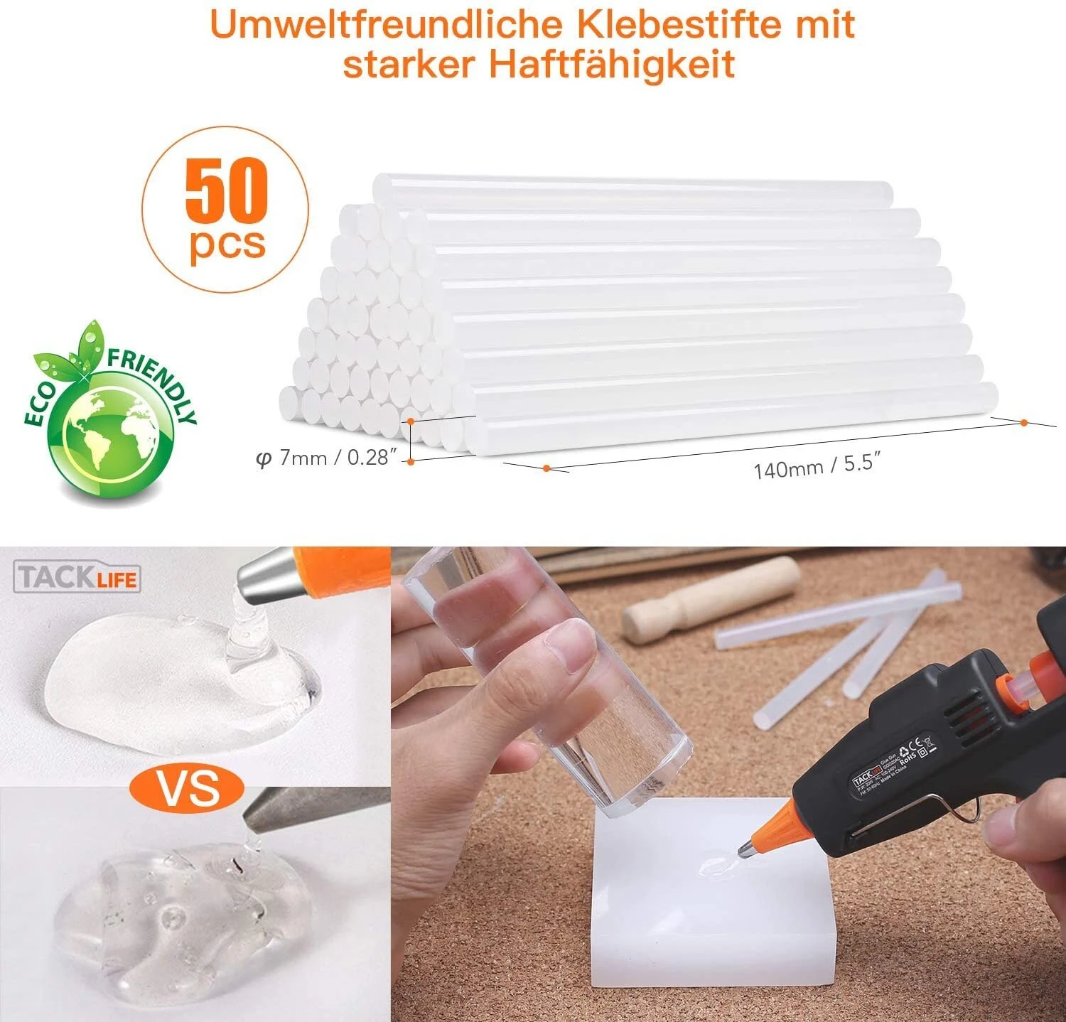 TACKLIFE GGO20AC, Mini Heißklebepistole, 20W 50 EVA Klebestifte, Flexibler Auslöser Überhitzungsschutz Hohe Temperatur, Schnelles Aufwärmen, Schnelles Basteln/Reparieren 2 TACKLIFE GGO20AC, Mini Heißklebepistole, 20W 50 EVA Klebestifte, Flexibler Auslöser Überhitzungsschutz Hohe Temperatur, Schnelles Aufwärmen, Schnelles Basteln/Reparieren – Bild 2