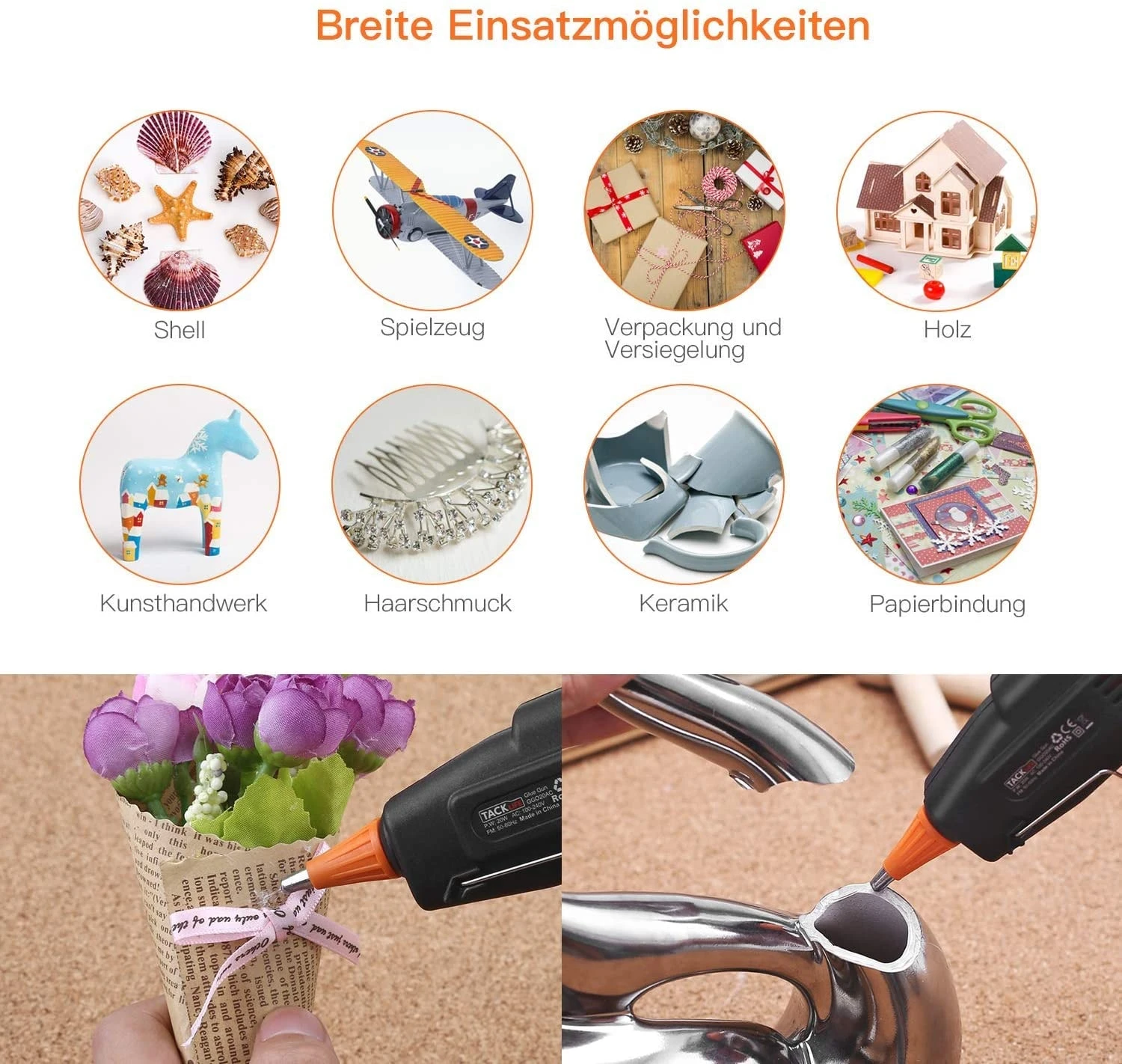 TACKLIFE GGO20AC, Mini Heißklebepistole, 20W 50 EVA Klebestifte, Flexibler Auslöser Überhitzungsschutz Hohe Temperatur, Schnelles Aufwärmen, Schnelles Basteln/Reparieren 5 TACKLIFE GGO20AC, Mini Heißklebepistole, 20W 50 EVA Klebestifte, Flexibler Auslöser Überhitzungsschutz Hohe Temperatur, Schnelles Aufwärmen, Schnelles Basteln/Reparieren – Bild 5