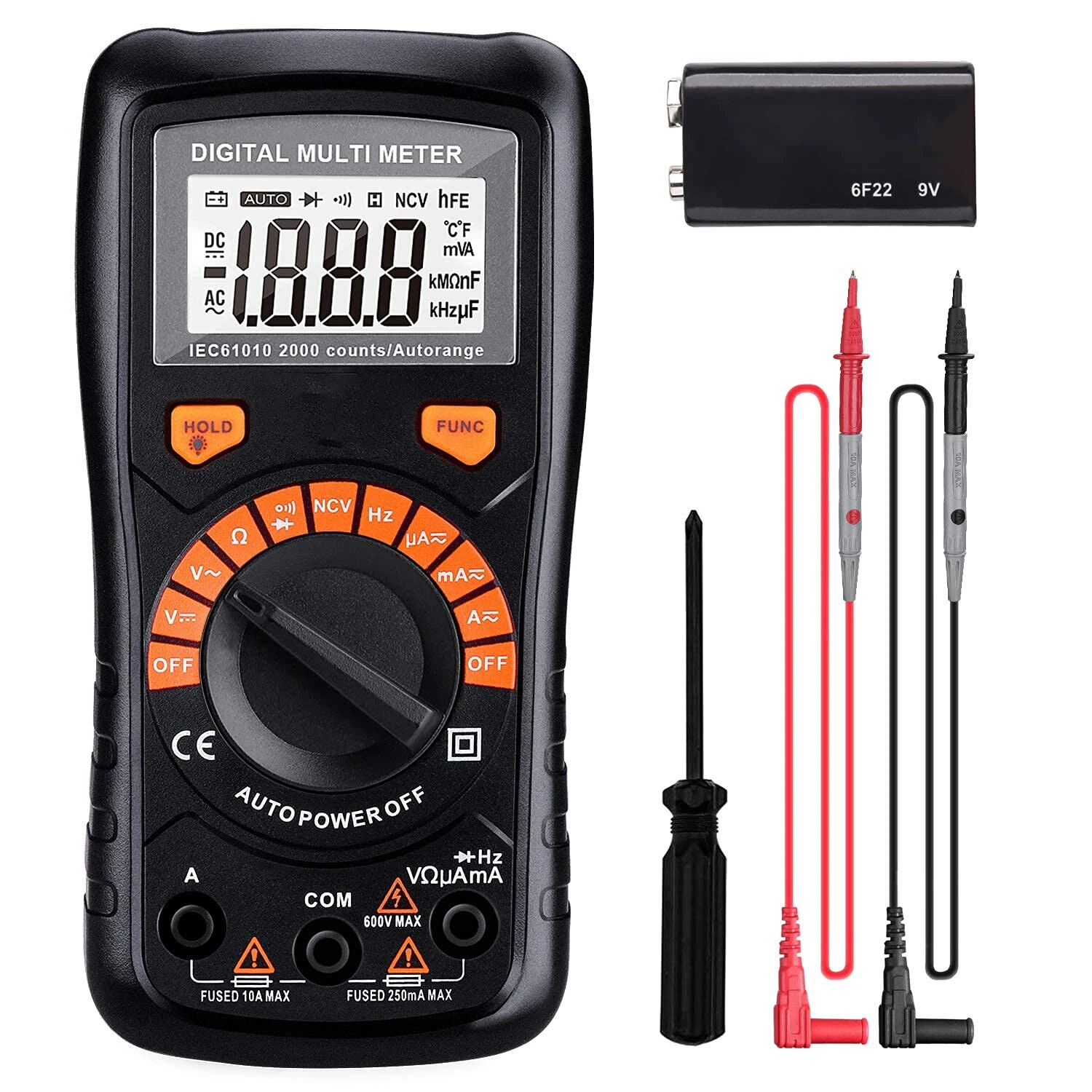 TACKLIFE DM02A, Digital Multimeter Automatisch , Mit Berührungslose Spannungserkennung, Beleuchtetem LCD-Display, Spannungs-, Strom- Und Durchgangsprüfung, Für Zuhause Und Schule 1 TACKLIFE DM02A, Digital Multimeter Automatisch , Mit Berührungslose Spannungserkennung, Beleuchtetem LCD-Display, Spannungs-, Strom- Und Durchgangsprüfung, Für Zuhause Und Schule