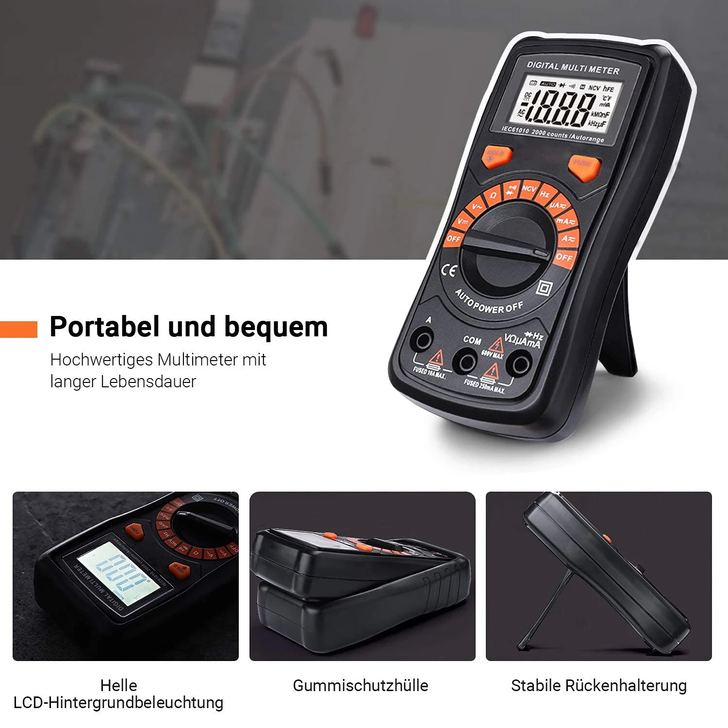 TACKLIFE DM02A, Digital Multimeter Automatisch , Mit Berührungslose Spannungserkennung, Beleuchtetem LCD-Display, Spannungs-, Strom- Und Durchgangsprüfung, Für Zuhause Und Schule 3 TACKLIFE DM02A, Digital Multimeter Automatisch , Mit Berührungslose Spannungserkennung, Beleuchtetem LCD-Display, Spannungs-, Strom- Und Durchgangsprüfung, Für Zuhause Und Schule – Bild 3