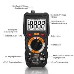TACKLIFE Digital Multimeter, Strommessgerät Mit 6000 Counts, True RMS, Temperaturmessung, Durchgangsprüfung, Außenleiter-Identifizierung, Hintergrundbeleuchtung -BRB-Lagertechnik Geschäft 8600367000 2346 prod 003