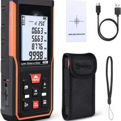 TACKLIFE S5-40, Laser Entfernungsmesser Mit Aufladbare Lithiumbatterie, Messbreich 0,05~40m/±2mm, LCD Hintergrundbeleuchtung, M/In/Ft 99 Datenspeicherfunktion