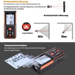 TACKLIFE S5-40, Laser Entfernungsmesser Mit Aufladbare Lithiumbatterie, Messbreich 0,05~40m/±2mm, LCD Hintergrundbeleuchtung, M/In/Ft 99 Datenspeicherfunktion 8 TACKLIFE S5-40, Laser Entfernungsmesser Mit Aufladbare Lithiumbatterie, Messbreich 0,05~40m/±2mm, LCD Hintergrundbeleuchtung, M/In/Ft 99 Datenspeicherfunktion -BRB-Lagertechnik Geschäft 8600367000 2362 prod 003