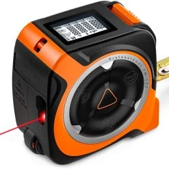TACKLIFE TM-L02, 3-in-1 Massband Laser Entfernungsmesser Rollmaßband, Messrad Lasermessung 40m Bandmaß 5m, Laser Messgerät Mit Typ-C-Schnittstelle Und LCD-Anzeige