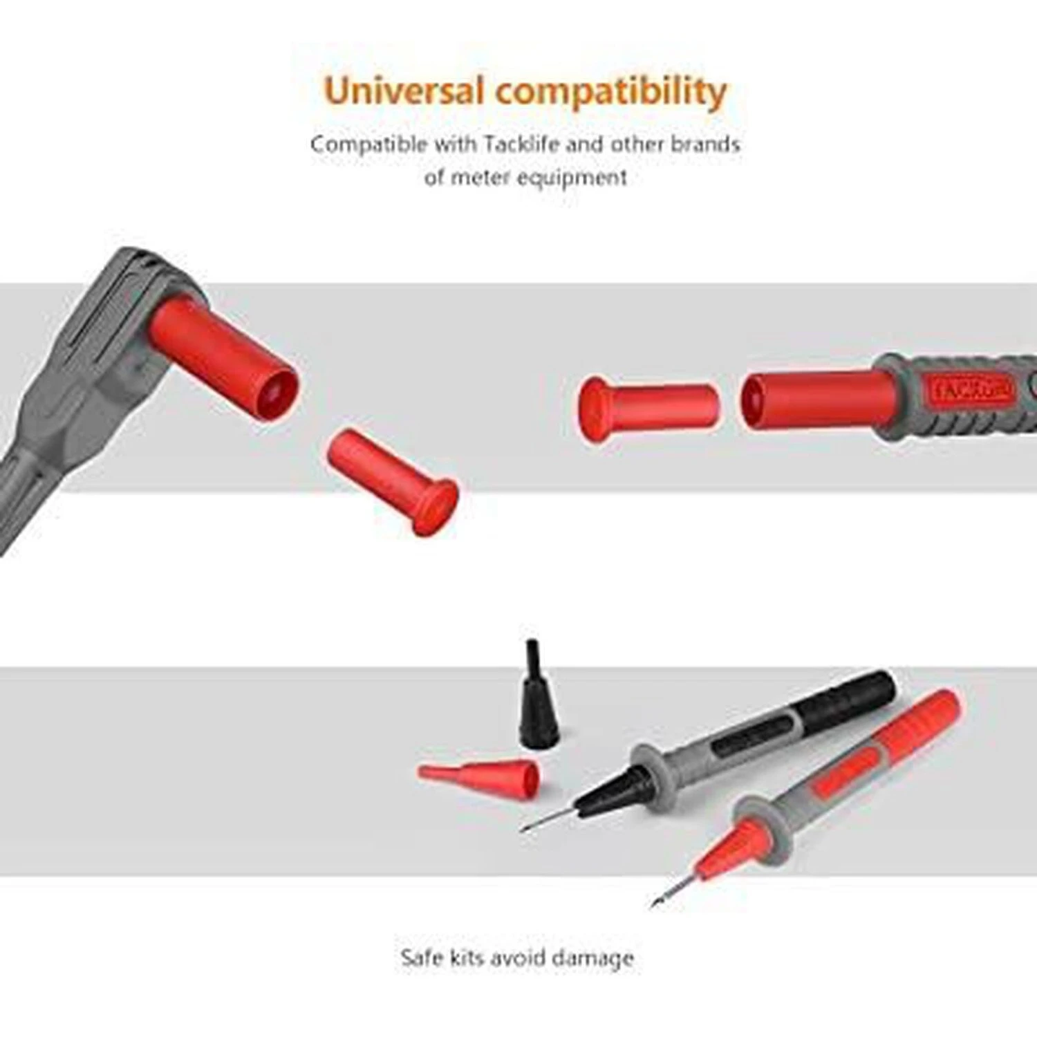TACKLIFE METL04, 8-teiliges Messleitungs-Kit Mit Verlängerungs-Messklemmen, Krokodil-Messspitze Und Kolben-Mini-Haken 3 TACKLIFE METL04, 8-teiliges Messleitungs-Kit Mit Verlängerungs-Messklemmen, Krokodil-Messspitze Und Kolben-Mini-Haken – Bild 3