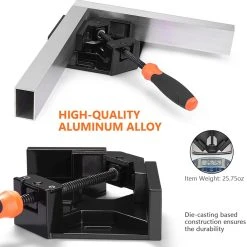 TACKLIFE TACKLIDE HAC3A, Eckklemme, 90°-Winkelklemme Mit Einem Griff, Gehäuse Aus Aluminiumlegierung, Drehbare Backe, Gewindestange Aus Kohlenstoffstahl Zum Verbinden Von Holz, Metall Und Glas, Ideal Für Die Holzbearbeitung Im Heimwerkerbereich. -BRB-Lagertechnik Geschäft 8600367000 2410 prod 003