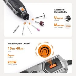 TACKLIFE RTD36AC Rotationswerkzeug, 200 W, Variable Geschwindigkeit, Mit 170 Zubehörteilen 8 TACKLIFE RTD36AC Rotationswerkzeug, 200 W, Variable Geschwindigkeit, Mit 170 Zubehörteilen -BRB-Lagertechnik Geschäft 8600367000 2436 prod 003