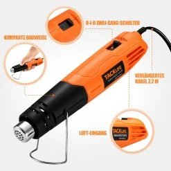 TACKLIFE HGP40AC, Heißluftgebläse, Mini Heißluftpistole 500W Mit 2.2M Kabel, 2 Temperaturen 300 ? ~ 500 ? Für Heimwerker/Kerzenherstellung/Schweißen. -BRB-Lagertechnik Geschäft 8600367000 2440 prod 004