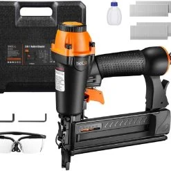 TACKLIFE 2 In 1 Pneumatischer Nagler, 18GA, Hefter Und Nagler, 360 Grad Verstellbarer Auspuff, CE-Schutzbrille -TK5040