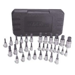 TACKLIFE HBS1C 33 Stücke Torx- Und Sechskant-Einsätze 1/4" 3/8" 1/2" S2 Und Cr-V Stahl Alle Im Stabilen Aufbewahrungskoffer