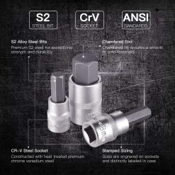 TACKLIFE HBS1C 33 Stücke Torx- Und Sechskant-Einsätze 1/4" 3/8" 1/2" S2 Und Cr-V Stahl Alle Im Stabilen Aufbewahrungskoffer -BRB-Lagertechnik Geschäft 8600367000 2640 prod 003