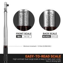 Tacklife 3/8" Drive Klick-Drehmomentschlüssel-Set, Mit 1/2" & 1/4" Adaptern Und Einer Verlängerungsstange (10-80 Ft.-lb./13.6-108.5 Nm) - HTW1B -BRB-Lagertechnik Geschäft 8600367000 HTW1B prod 004
