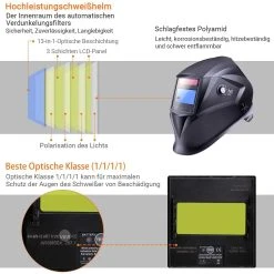 Tacklife Professioneller Schweißer Helm Mit Automatischer Verdunkelung, 3,94 "x2,87" Großer Sichtbereich Schweißerschutzmaske - PAH04D -BRB-Lagertechnik Geschäft 8600367000 PAH04D prod 004