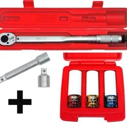 FAMEX 10886-3N Drehmomentschlüssel Set 1/2" Mit Einsätzen - 30-210 Nm