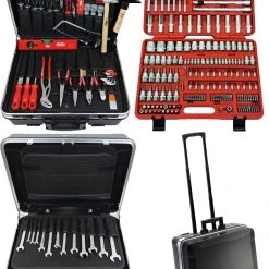 FAMEX 606-08 ABS Werkzeugtrolley Mit Hochwertigem Werkzeug Set - High-End Qualität - Mit Steckschlüsselsatz